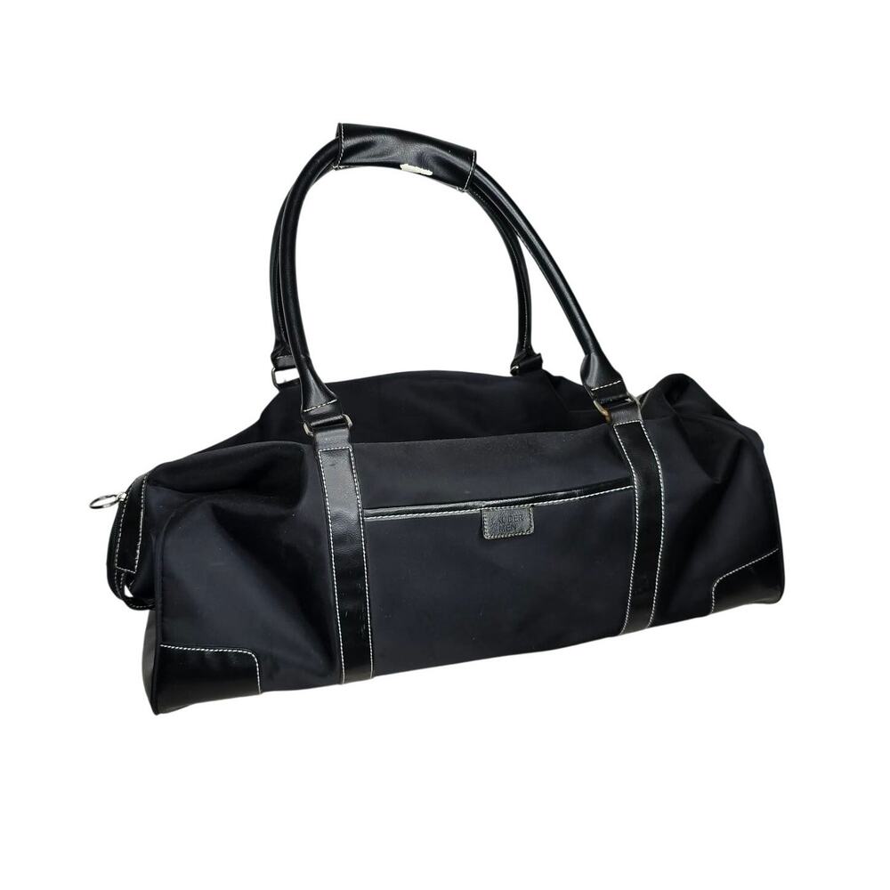 Vintage 90s Estee Lauder Men Black Travel Duffel Bag Weekender GWP